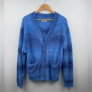Madhappy Women Fuzzy Blue Cardigan Sweater Size Medium